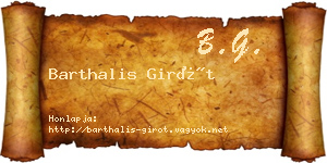 Barthalis Girót névjegykártya
